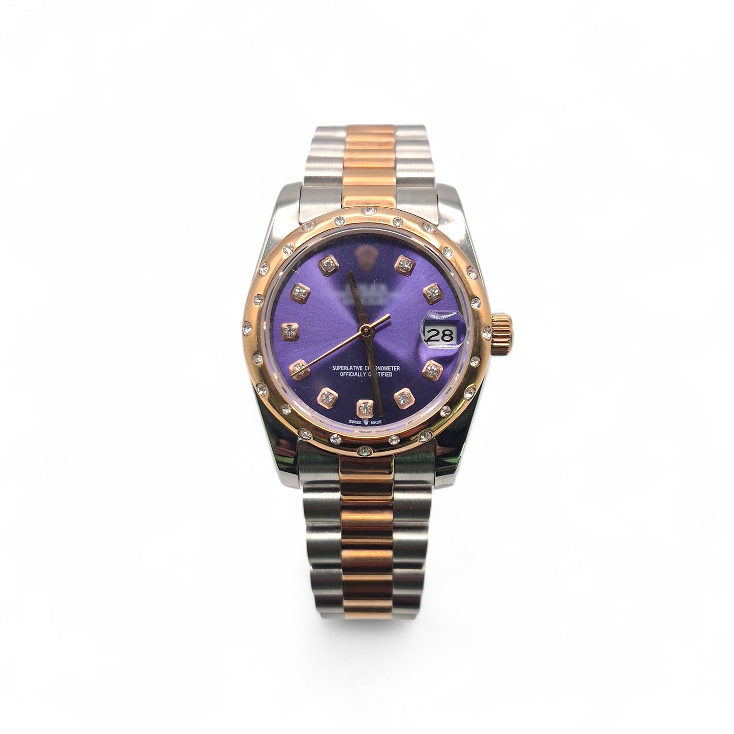 RLX DTJ - Two-Tone Watch - Purple Dial (Scattered Diamonds Bezel)