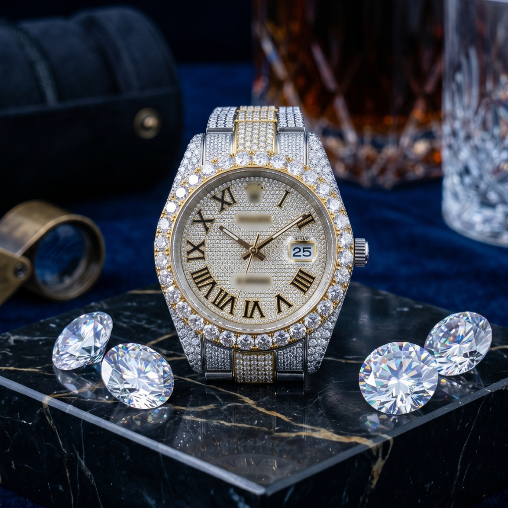 ★ラッフルドメダリオン Ruffuled Medallion ノルディックウェア RLX Two-Tone Moissanite Iced Out Watch – CityStyles313