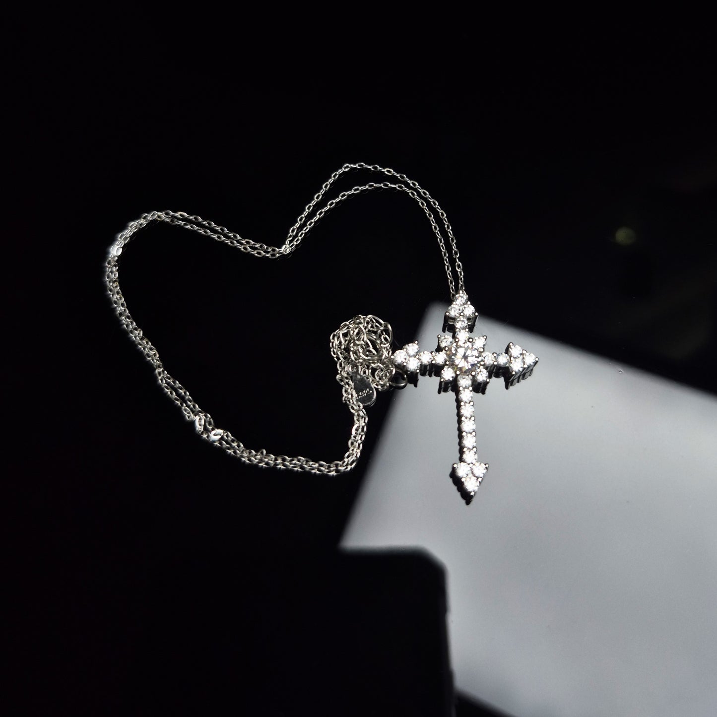 S925 Moissanite Diamond Cross Pendant & Necklace