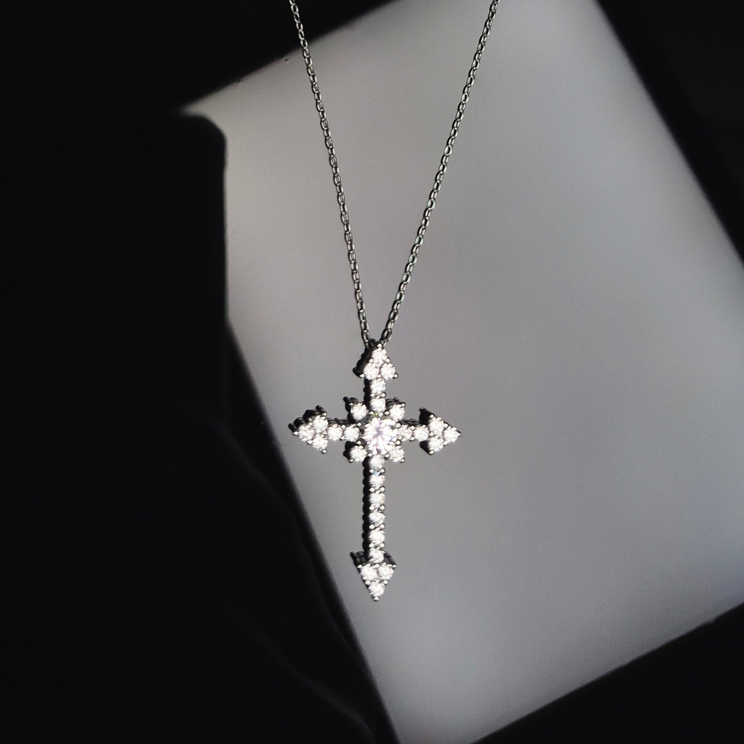 S925 Moissanite Diamond Cross Pendant & Necklace