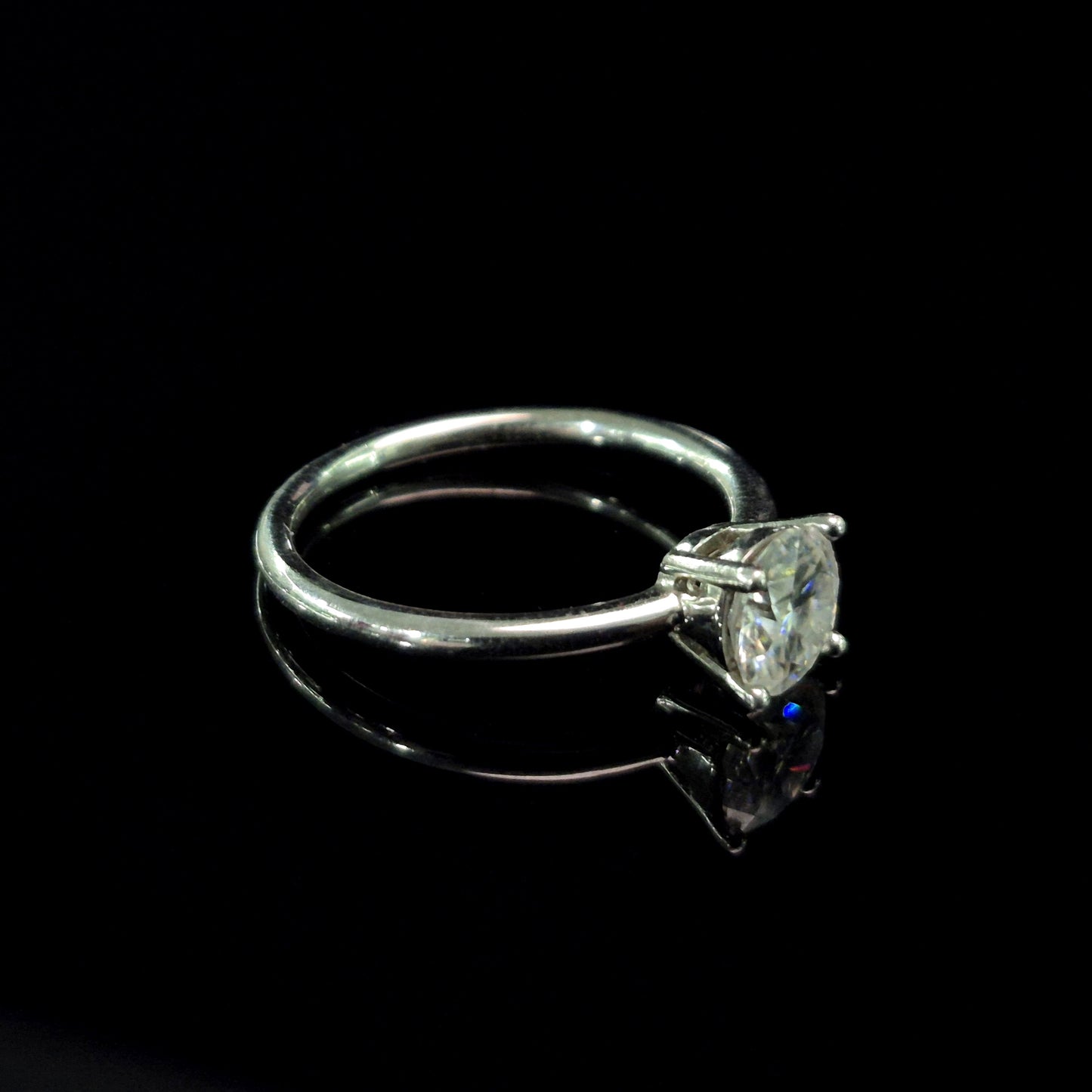 S925 Solitarie Moissanite Diamond Ring - 4-Prong Set