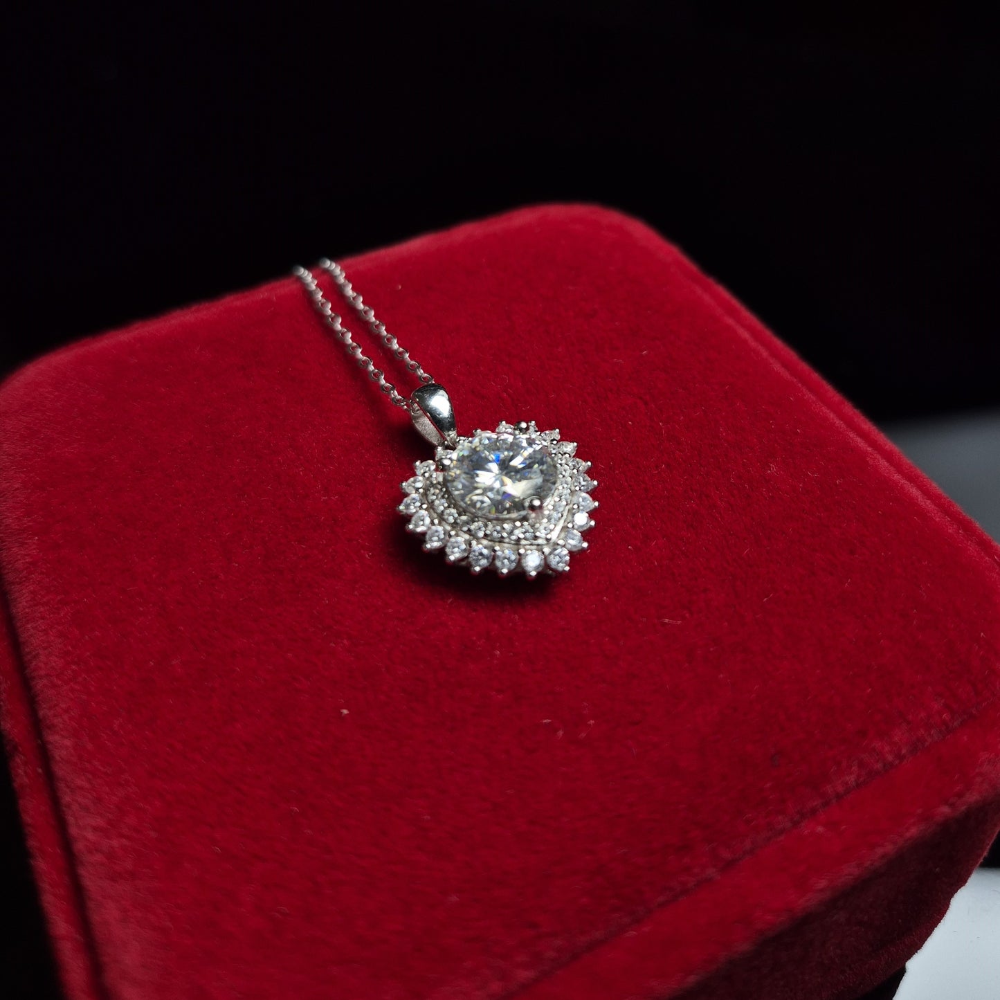 S925 Moissanite Diamond Heart Pendant & Necklace