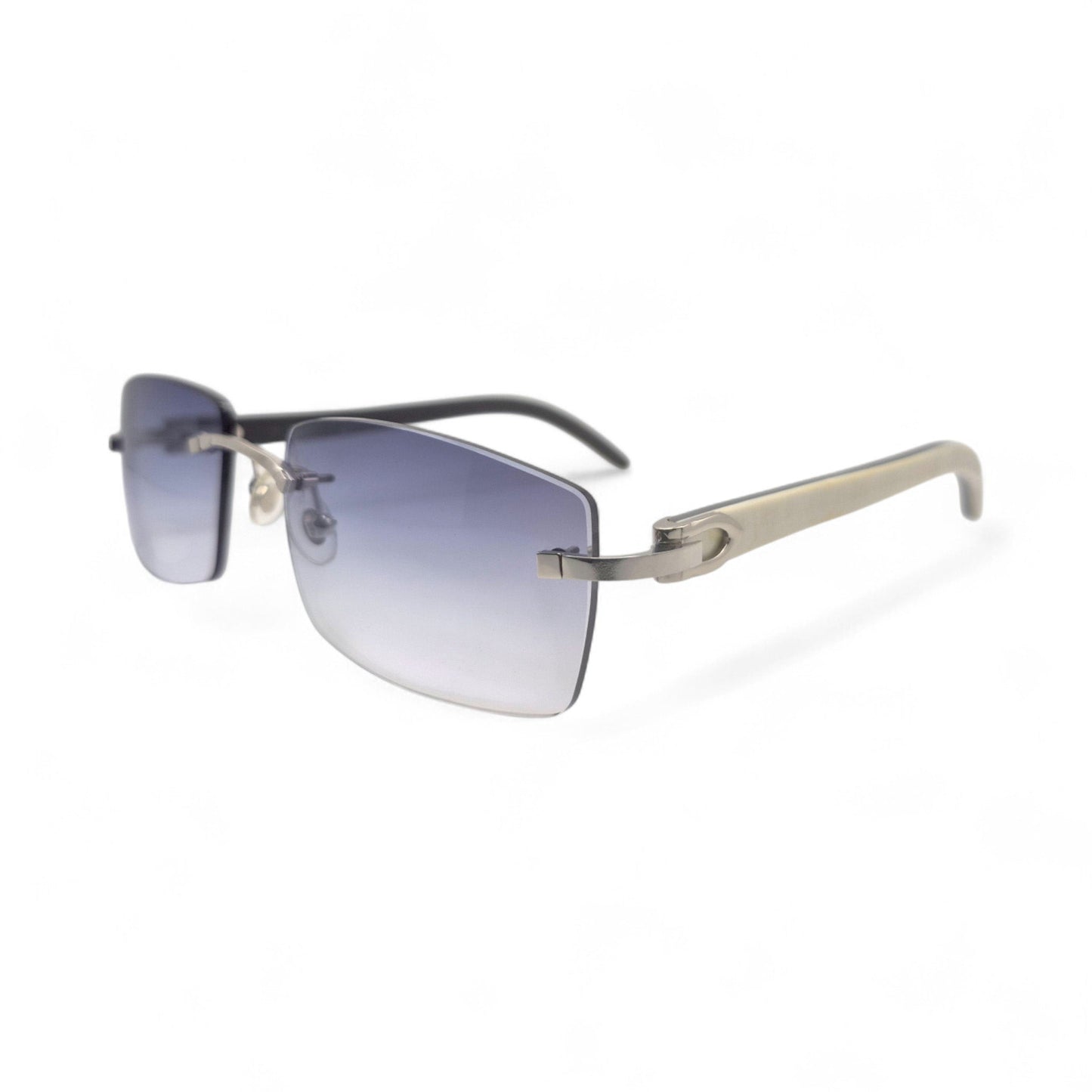 C_Decor_Silver_White_Buffs_Sunglasses_Smoke_Gray_Square_Lenses