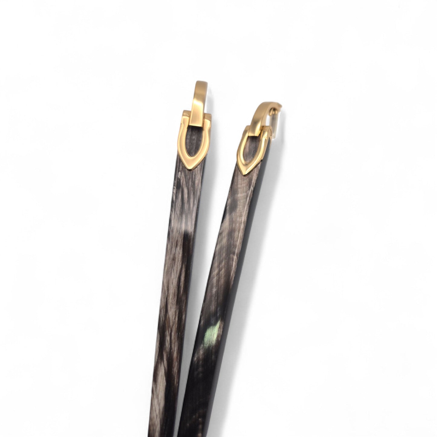C Decor Temples - Polished Black Buffs w/ Swirls - Gold Hinges
