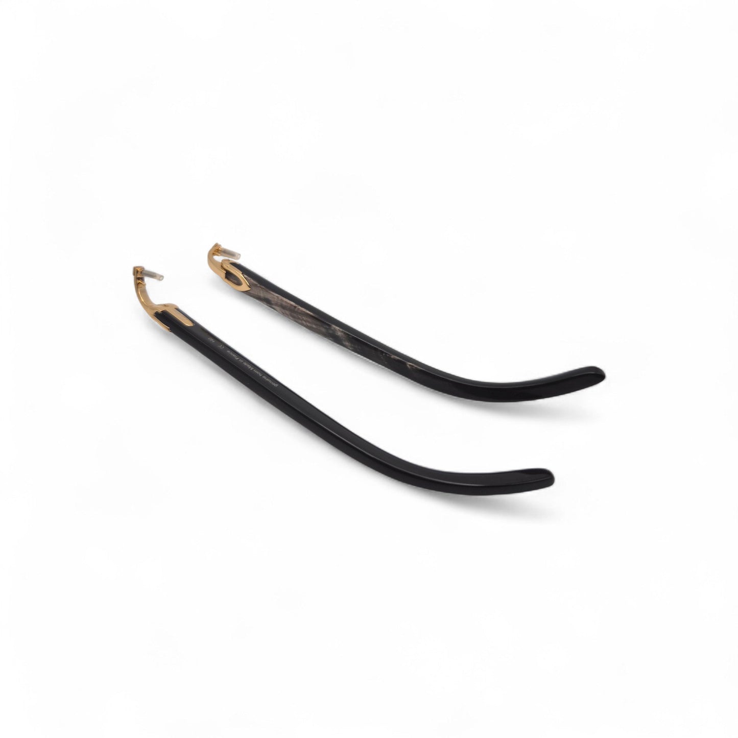 C Decor Temples - Polished Black Buffs w/ Swirls - Gold Hinges