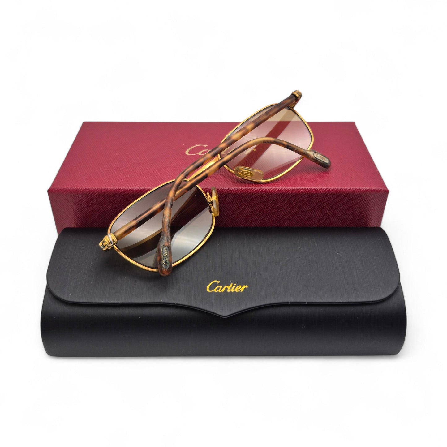 Authentic Cartier Aube - Gold Tortoise Acetate Sunglasses w/ Brown Lenses (80s)