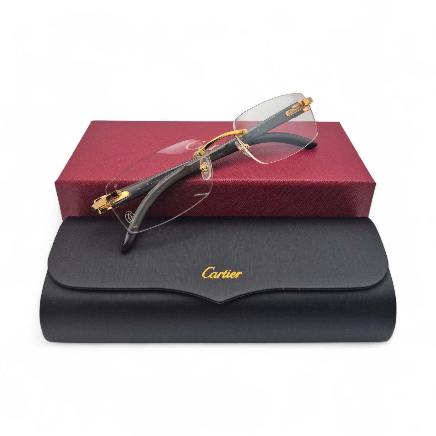 CT0046O Authentic Cartier C Decor - 53-18 Genuine Horn Eyeglasses (2010s)