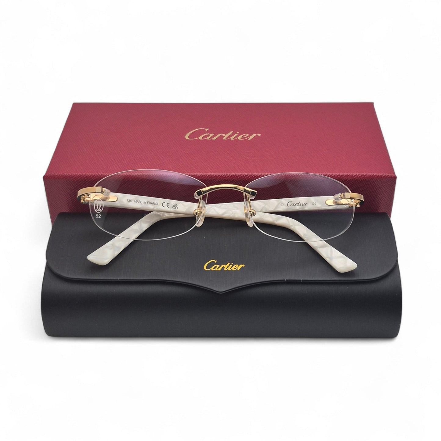 CT0056O Authentic Cartier C Decor - 52-16 Acetate Marbles Eyeglasses (2020s)