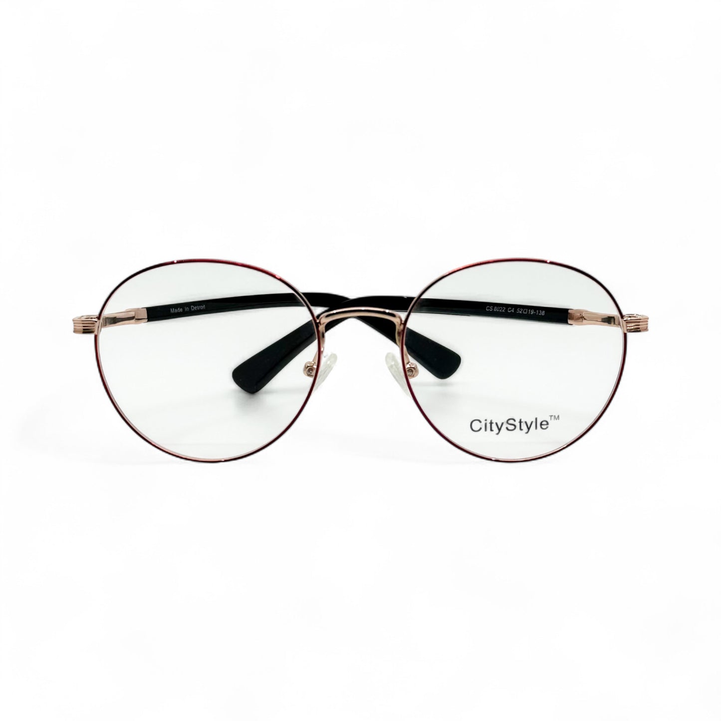 CityStyle_8022_rose_gold_red_round_eyeglasses