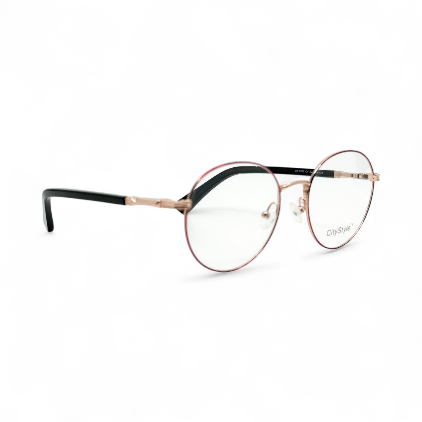 CityStyle_8022_rose_gold_red_round_eyeglasses