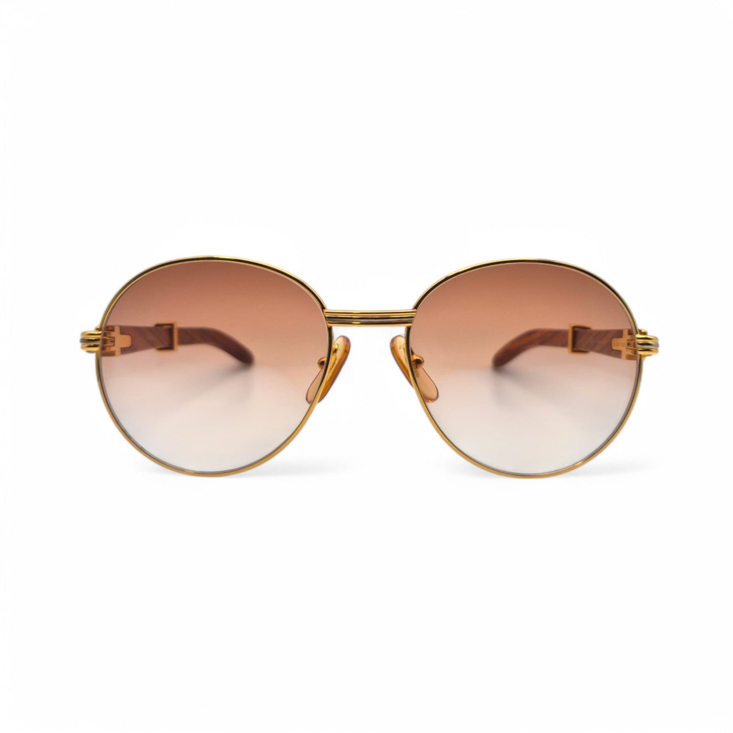 Authentic Cartier Bagatelle - 55-18 Vintage Gold Woods Sunglasses w/ Brown Lenses (90s)