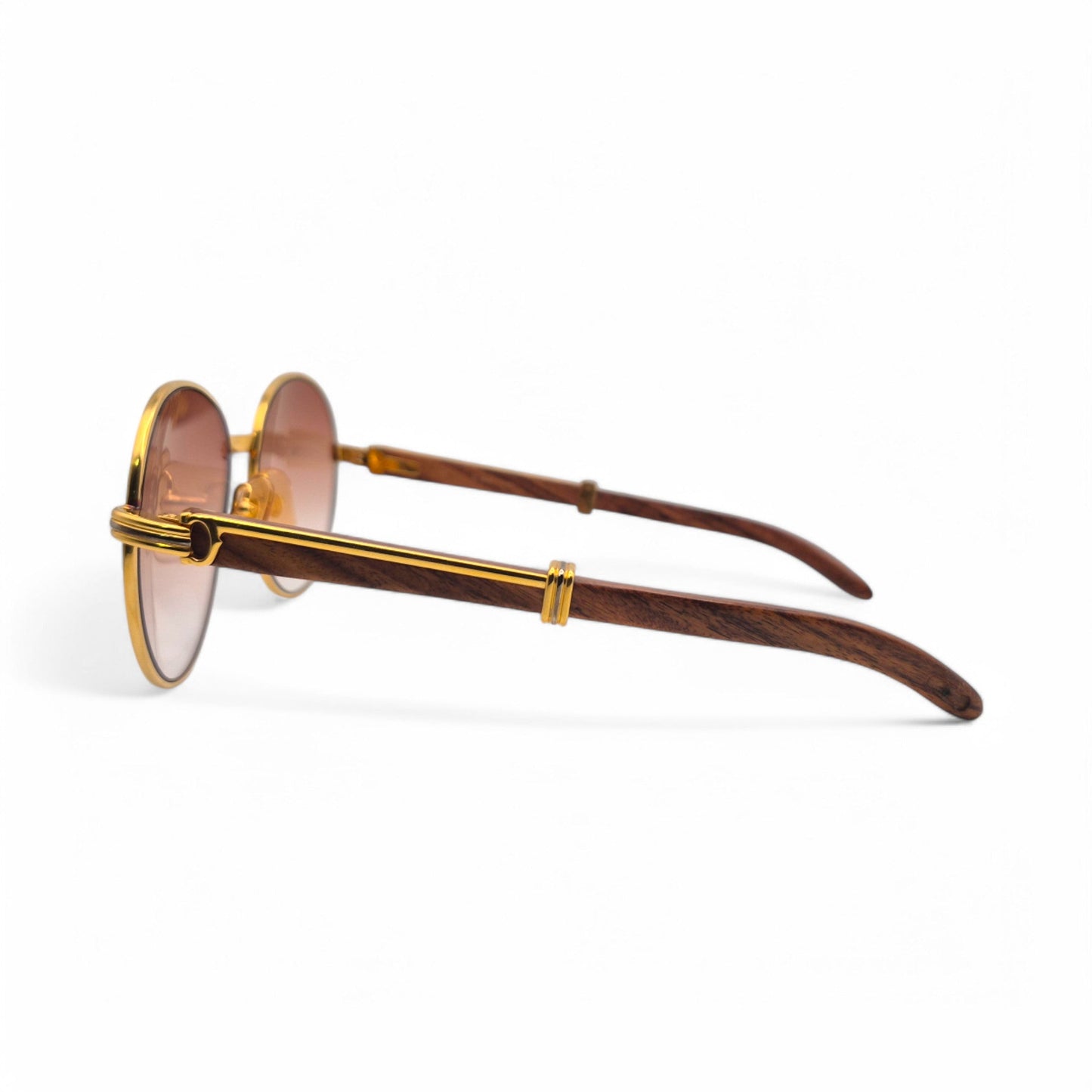 Authentic Cartier Bagatelle - 55-18 Vintage Gold Woods Sunglasses w/ Brown Lenses (90s)
