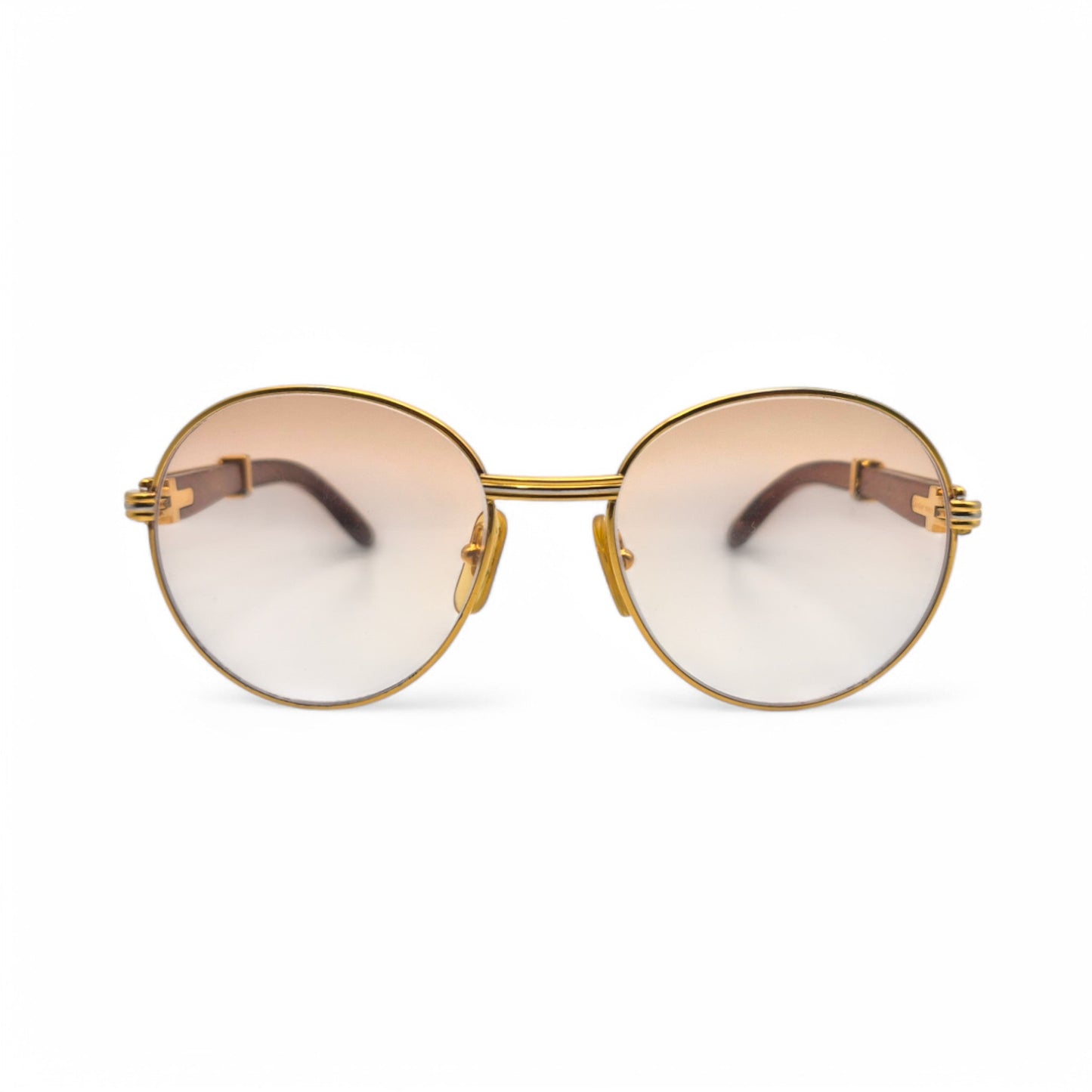 Authentic Cartier Bagatelle - 55-18 Vintage Gold Woods Sunglasses w/ Brown Lenses (90s)