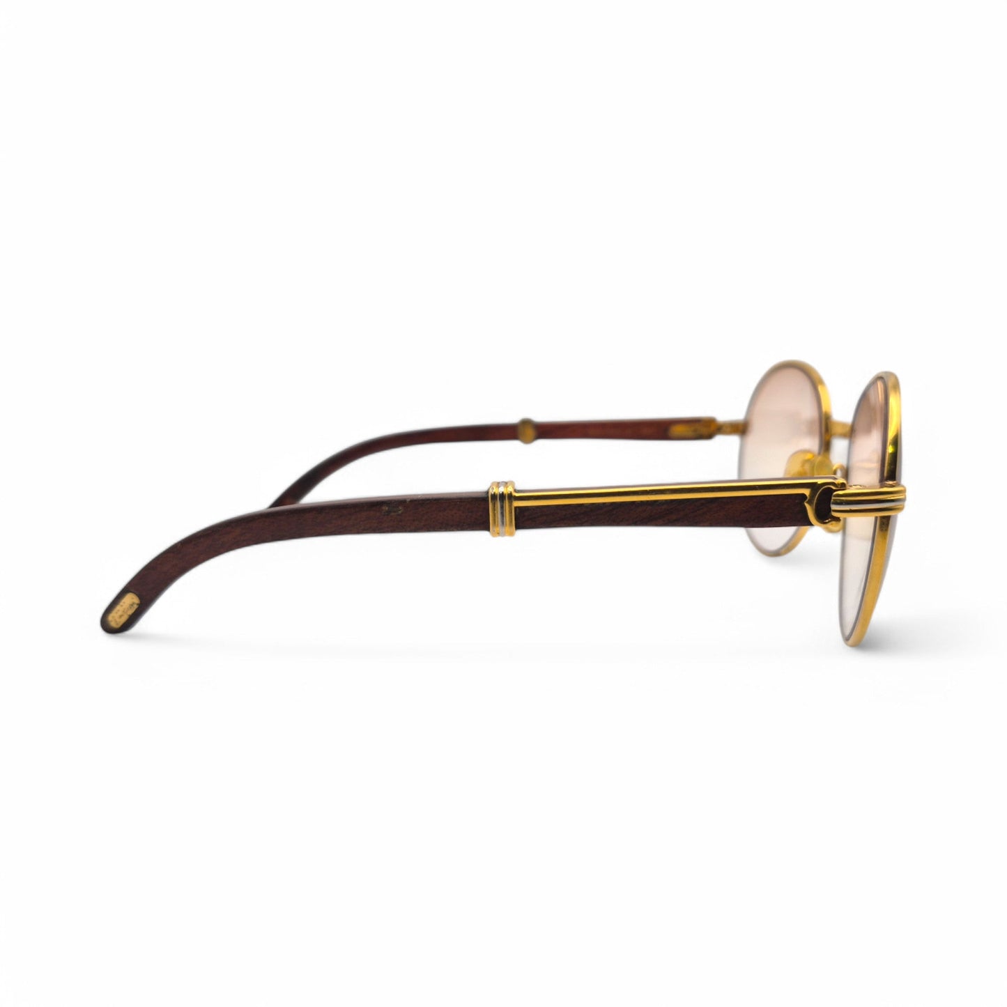 Authentic Cartier Bagatelle - 55-18 Vintage Gold Woods Sunglasses w/ Brown Lenses (90s)