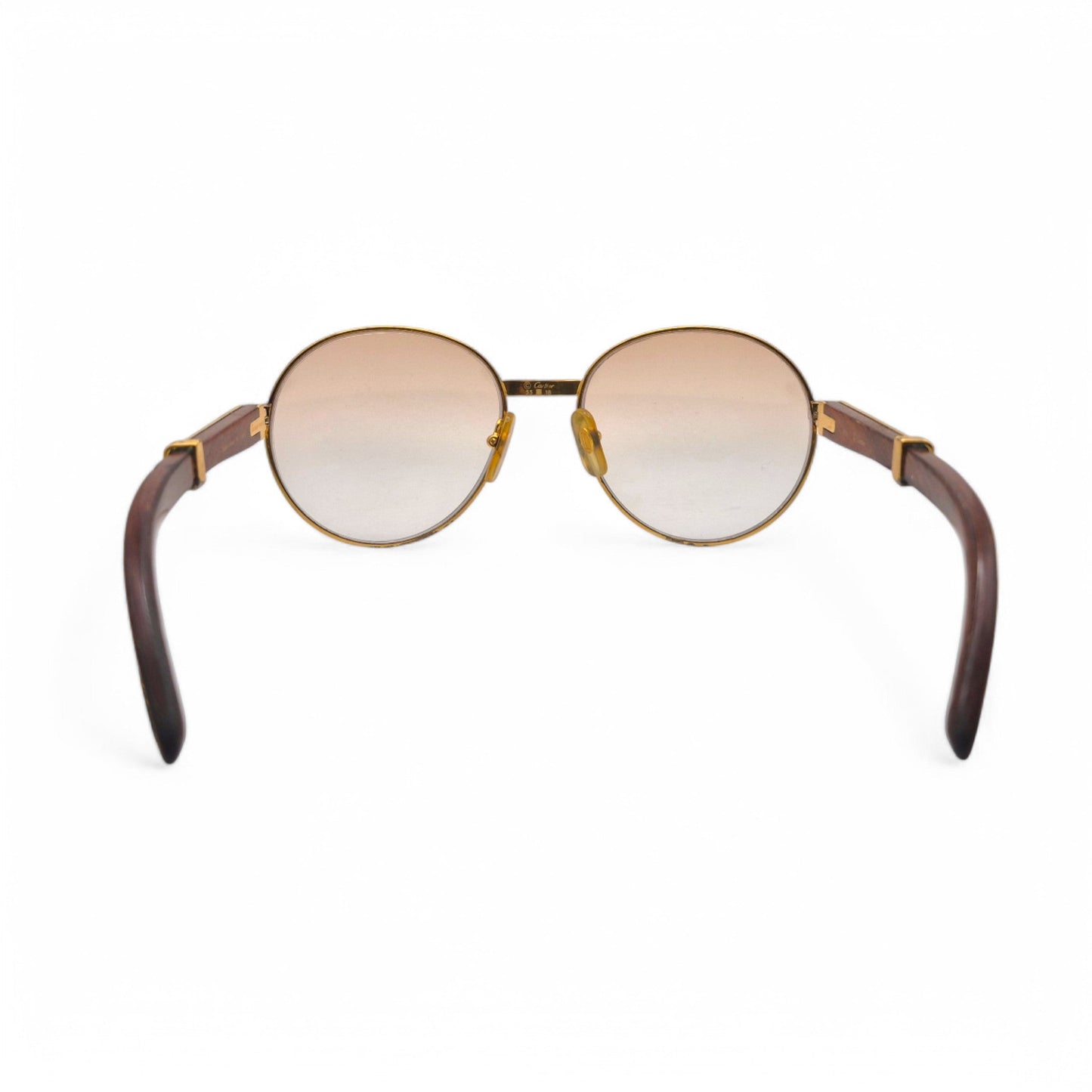Authentic Cartier Bagatelle - 55-18 Vintage Gold Woods Sunglasses w/ Brown Lenses (90s)