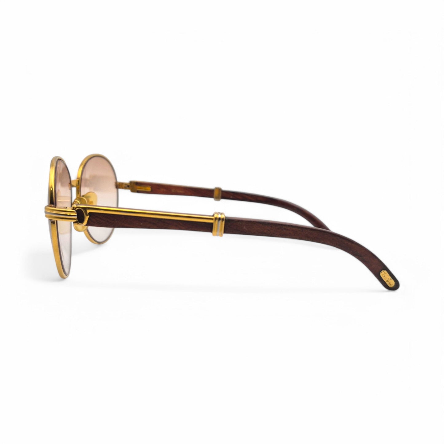 Authentic Cartier Bagatelle - 55-18 Vintage Gold Woods Sunglasses w/ Brown Lenses (90s)