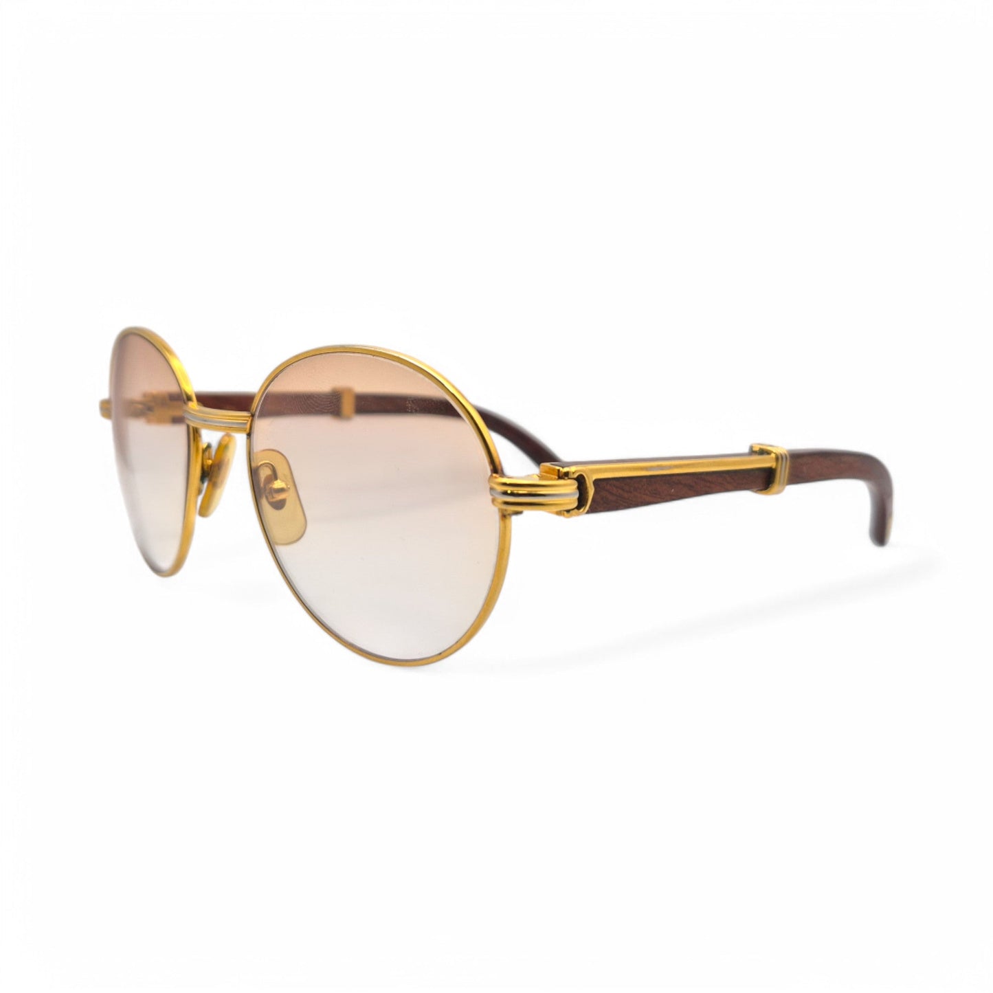 Authentic Cartier Bagatelle - 55-18 Vintage Gold Woods Sunglasses w/ Brown Lenses (90s)