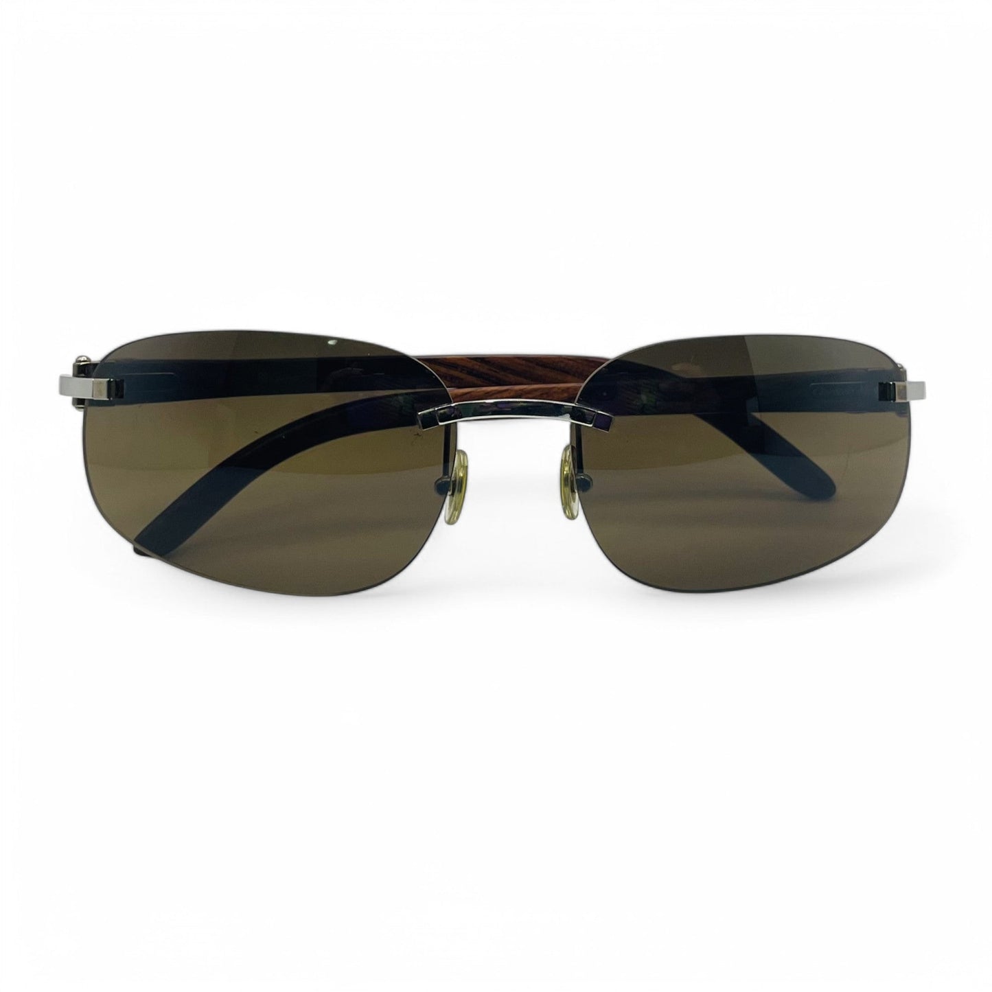 CT0046S Authentic Cartier C Decor - 56-18 White Horns & Bubinga Woods Sunglasses w/ Dark Brown Lenses (2010s)