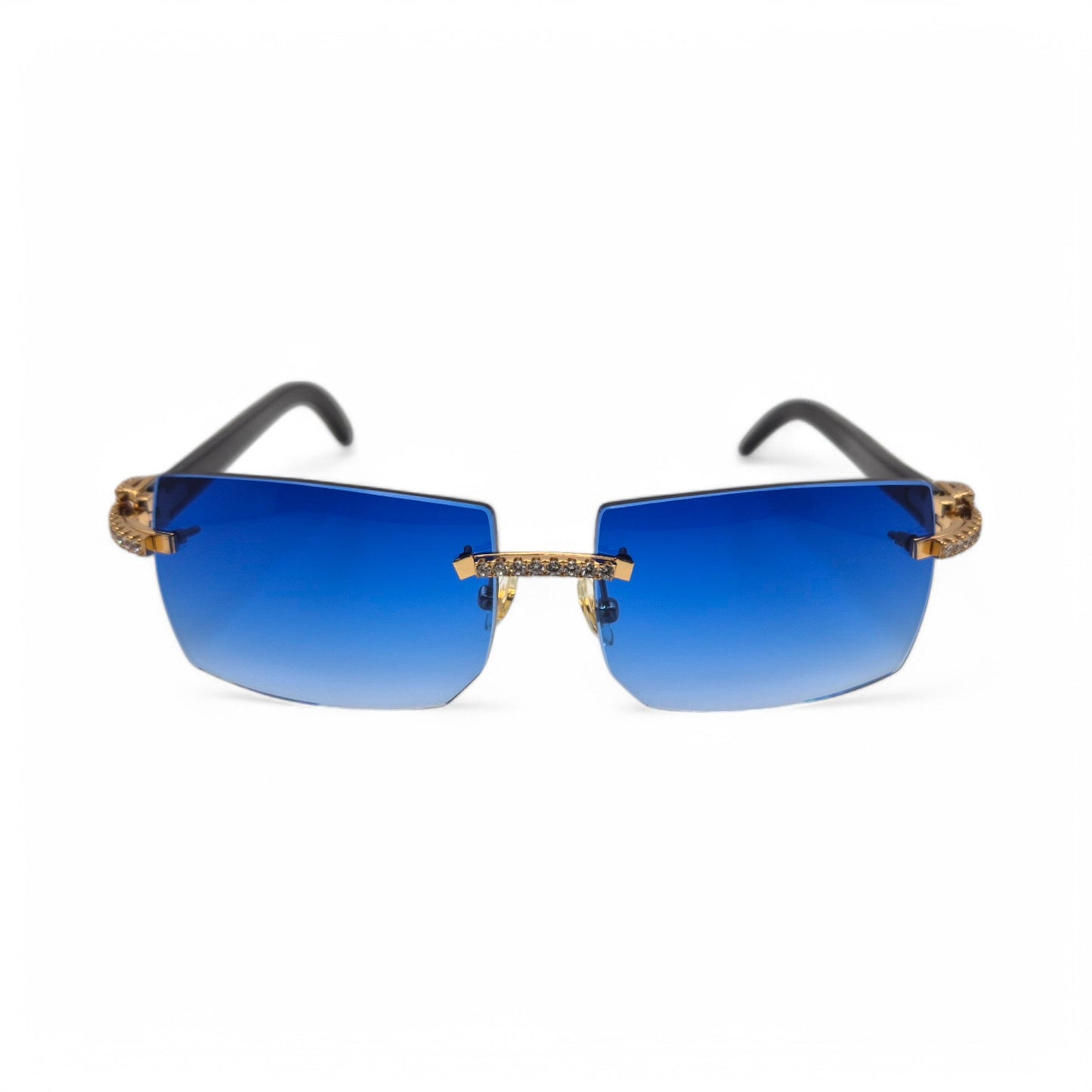 C Decor - Gold White Buffs w/ Cobalt Blue Lenses & Diamonds Prong Set