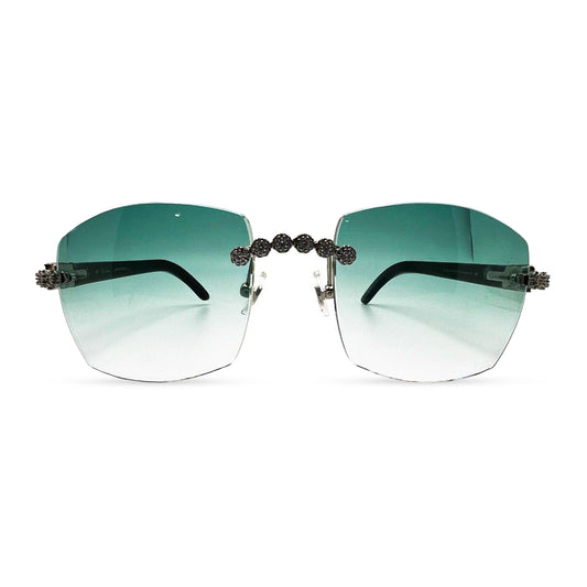 C Decor - Silver Black Buffs w/ Green #9 Lenses - Diamonds Flower Set