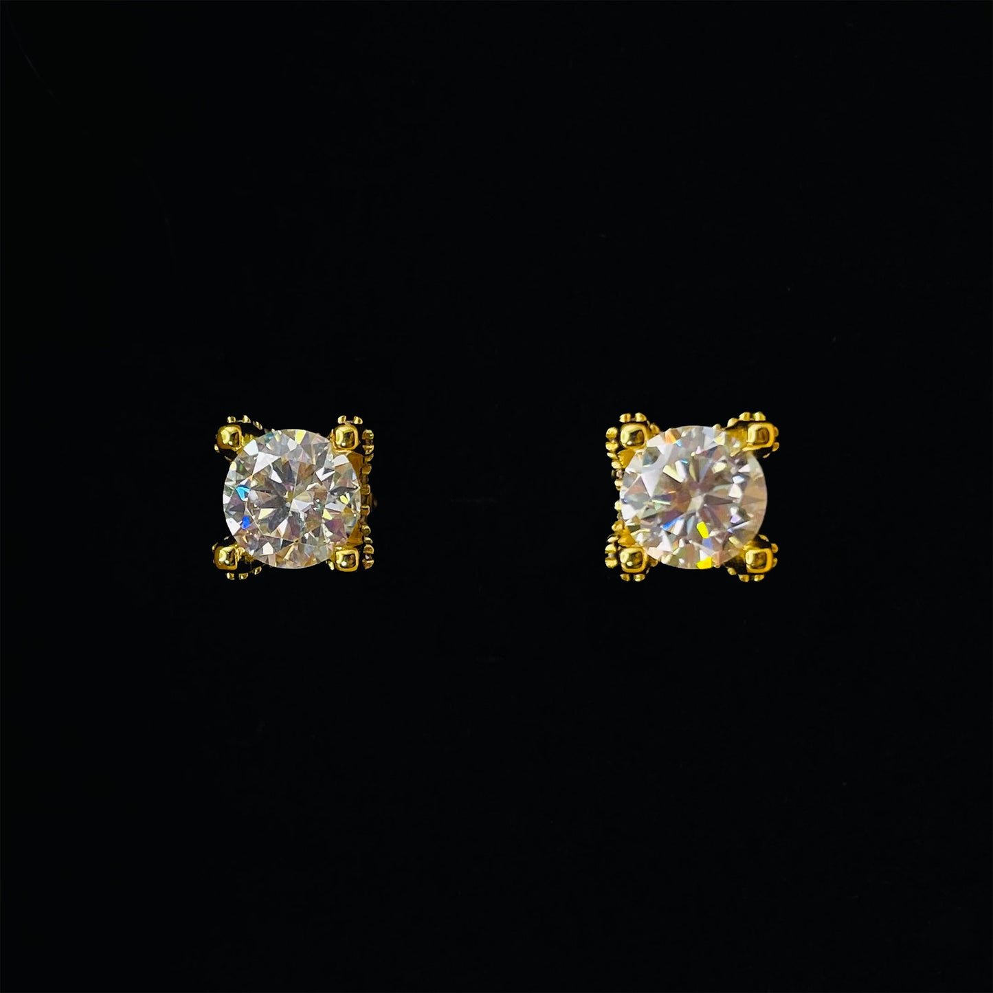 Gold Diamond Earrings - 4-Prong Set