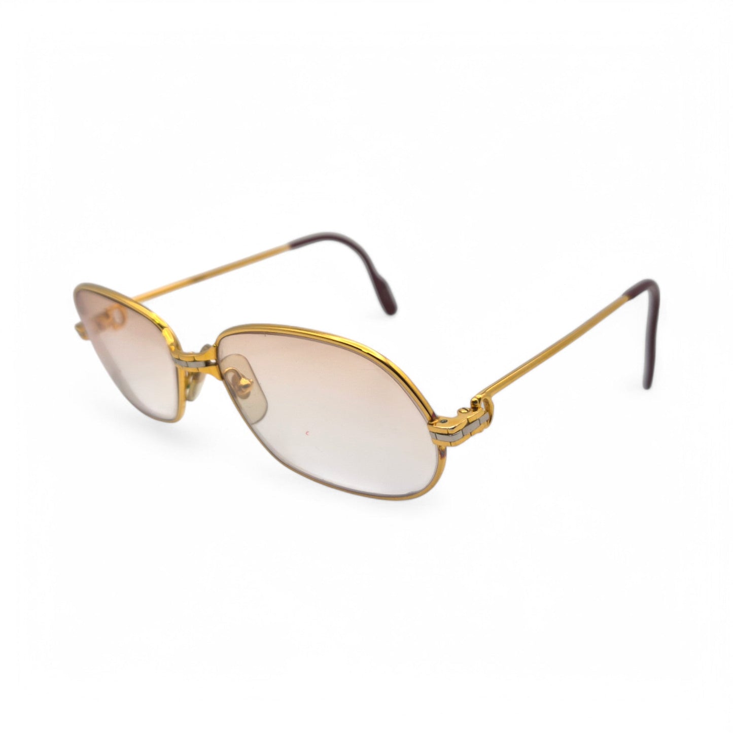 Authentic Cartier Panthere PM - 56-17 Gold Wires Sunglasses w/ Light Brown Oval Lenses (80s)