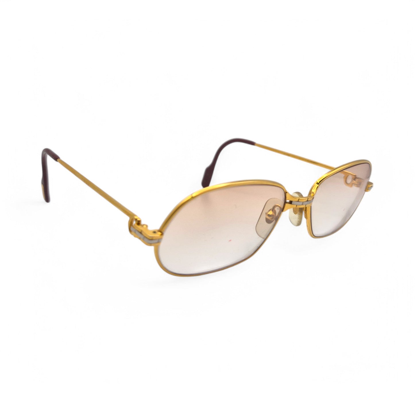 Authentic Cartier Panthere PM - 56-17 Gold Wires Sunglasses w/ Light Brown Oval Lenses (80s)