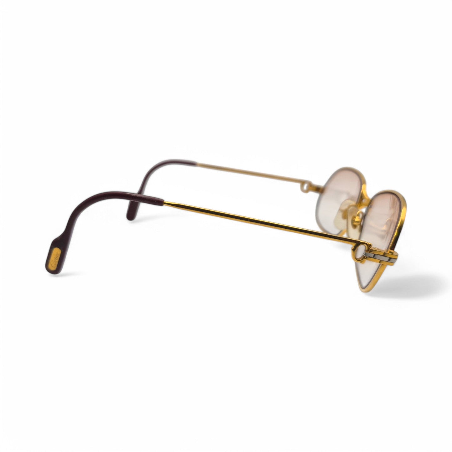 Authentic Cartier Panthere PM - 56-17 Gold Wires Sunglasses w/ Light Brown Oval Lenses (80s)