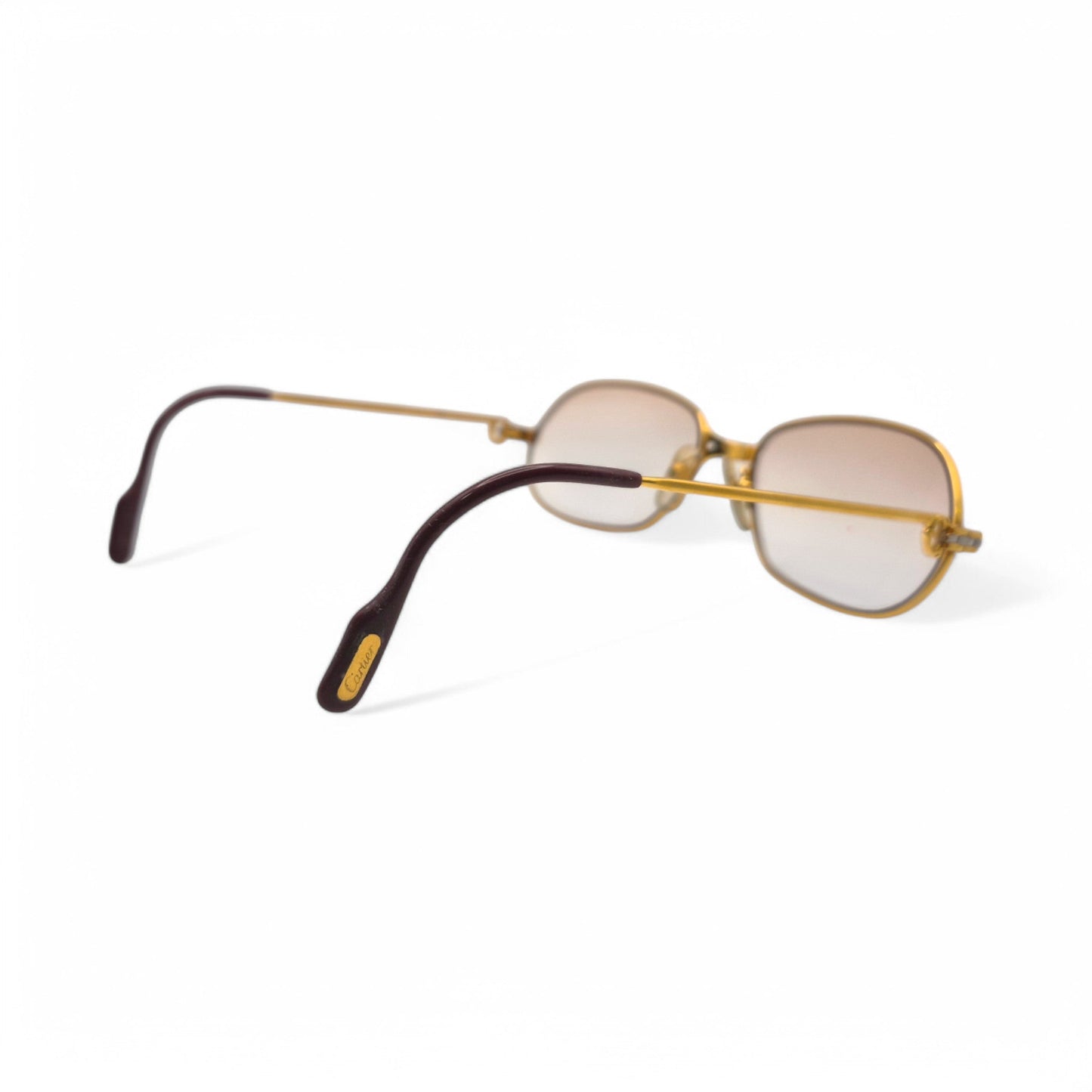 Authentic Cartier Panthere PM - 56-17 Gold Wires Sunglasses w/ Light Brown Oval Lenses (80s)
