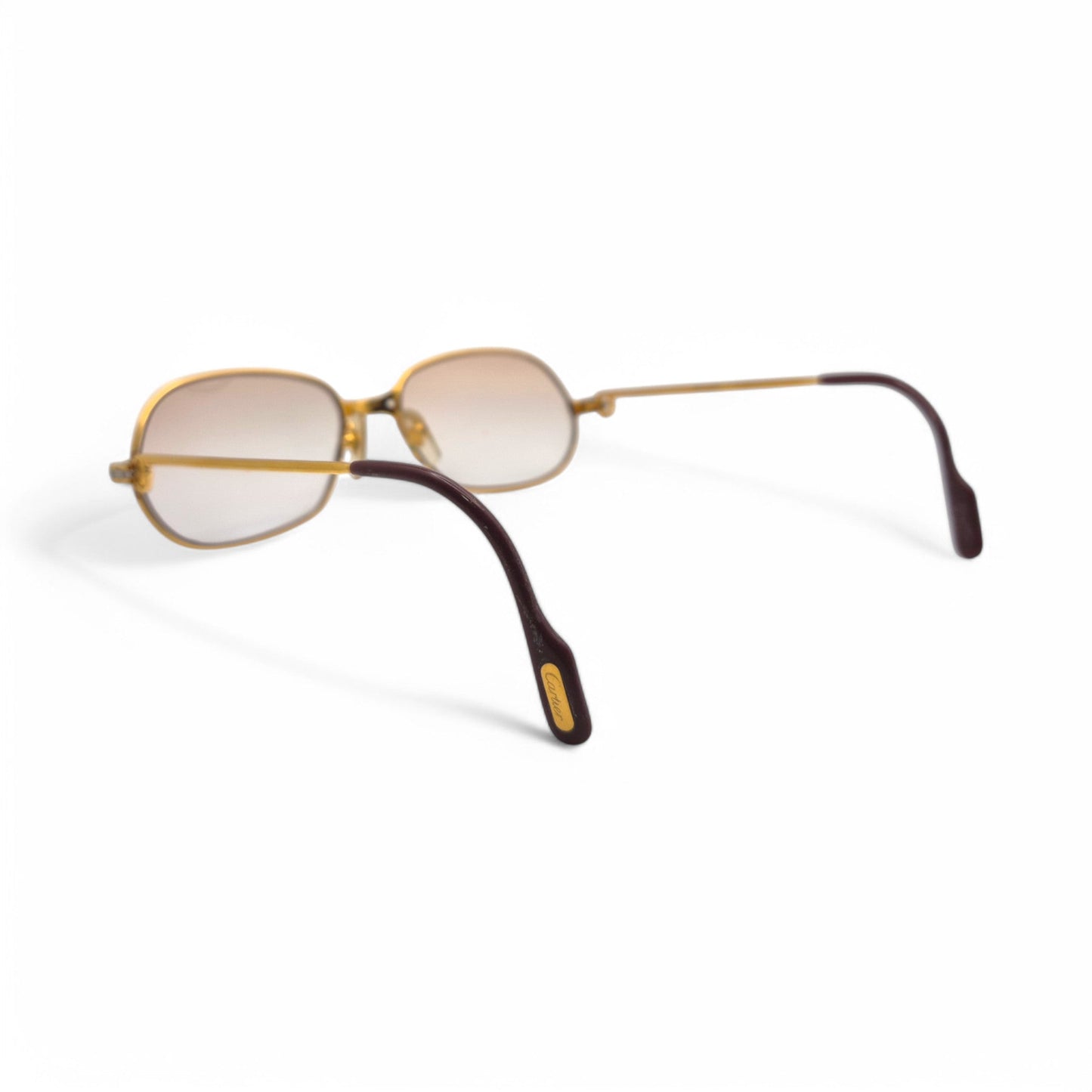 Authentic Cartier Panthere PM - 56-17 Gold Wires Sunglasses w/ Light Brown Oval Lenses (80s)