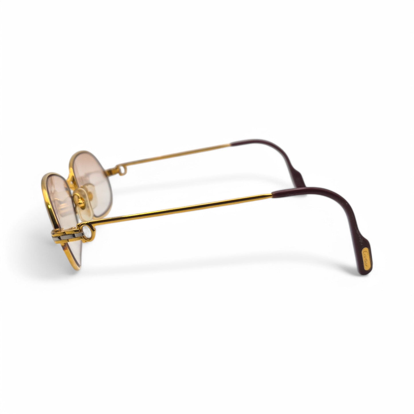 Authentic Cartier Panthere PM - 56-17 Gold Wires Sunglasses w/ Light Brown Oval Lenses (80s)