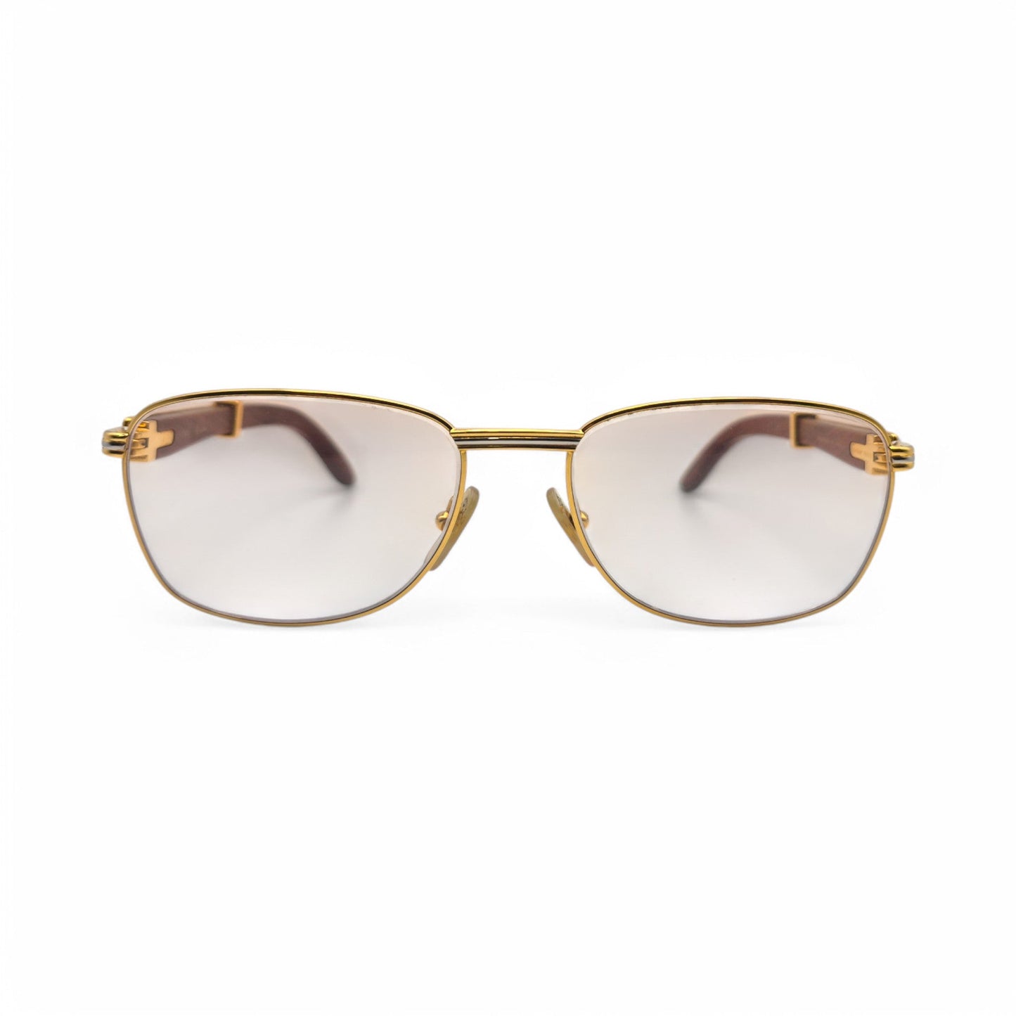 Authentic Cartier Amboise - Vintage Gold Woods Sunglasses w/ Light Brown Lenses (80s)