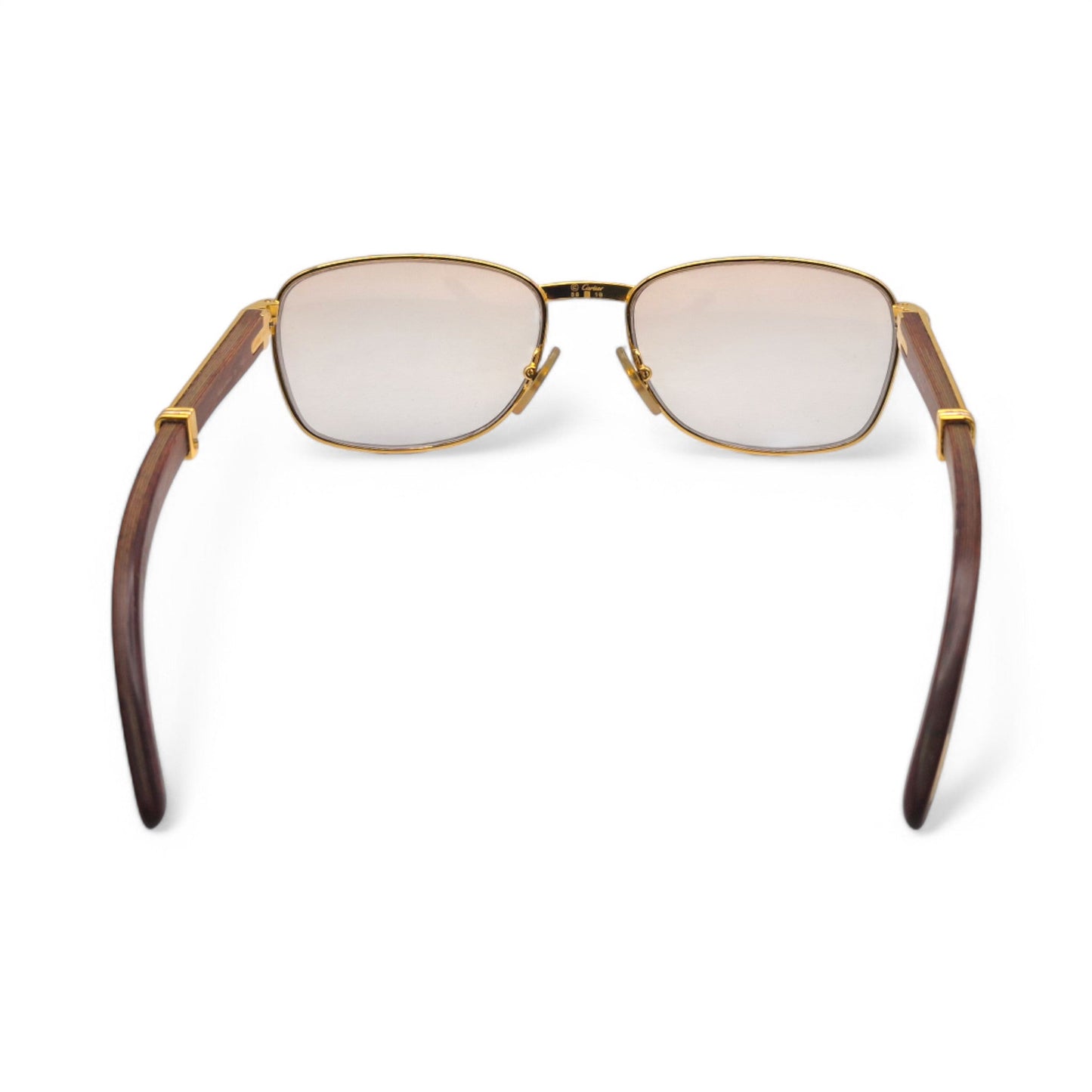 Authentic Cartier Amboise - Vintage Gold Woods Sunglasses w/ Light Brown Lenses (80s)