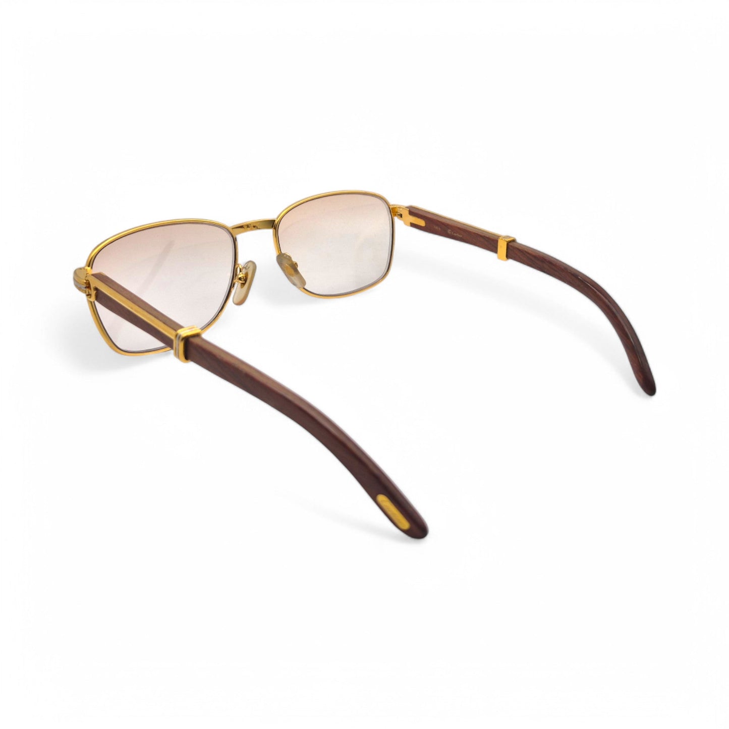 Authentic Cartier Amboise - Vintage Gold Woods Sunglasses w/ Light Brown Lenses (80s)