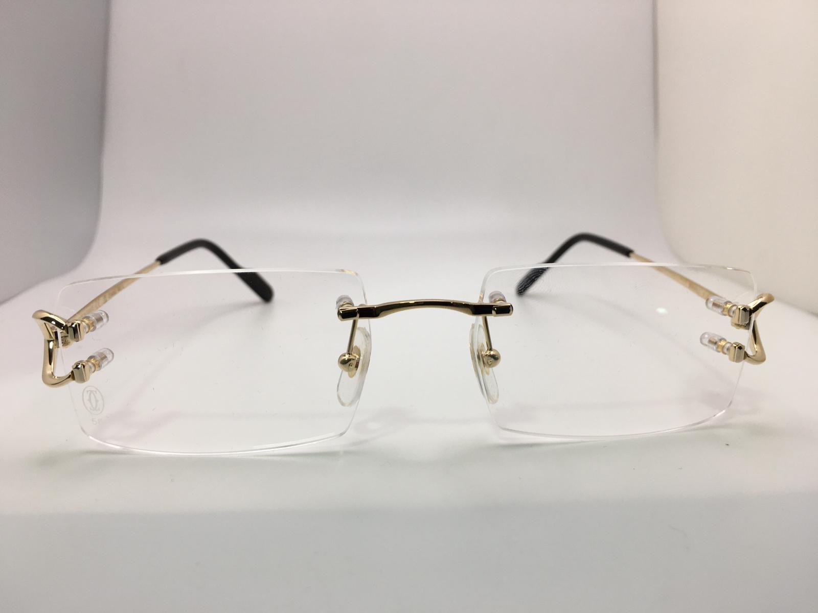 Eye Glasses Cartier Wires Glasses Green Lens Cartier Gold Wire