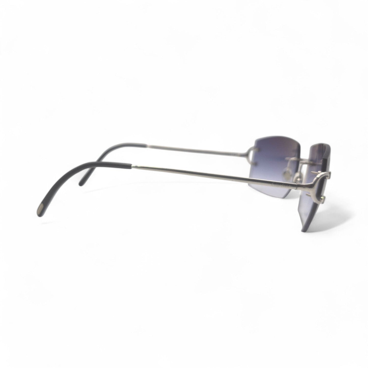 Authentic Cartier Big C - Platinum Wires Sunglasses w/ Smoke Gray Bugati Lenses (Repaired) (2010s)