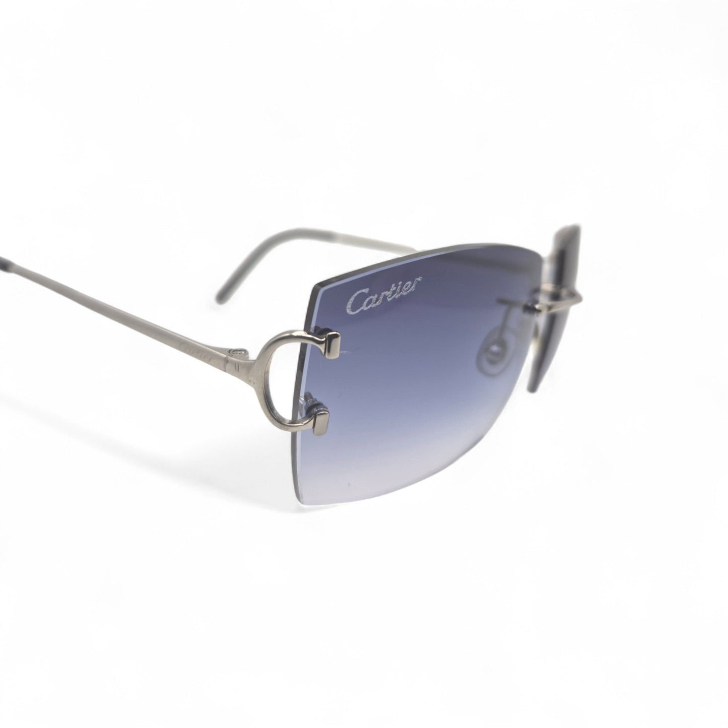 Authentic Cartier Big C - Platinum Wires Sunglasses w/ Smoke Gray Bugati Lenses (Repaired) (2010s)