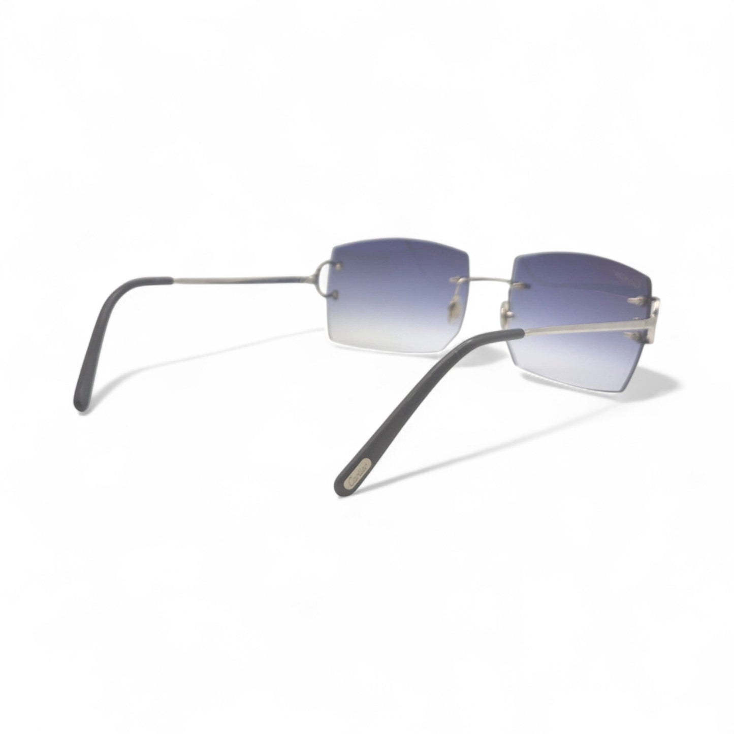 Authentic Cartier Big C - Platinum Wires Sunglasses w/ Smoke Gray Bugati Lenses (Repaired) (2010s)
