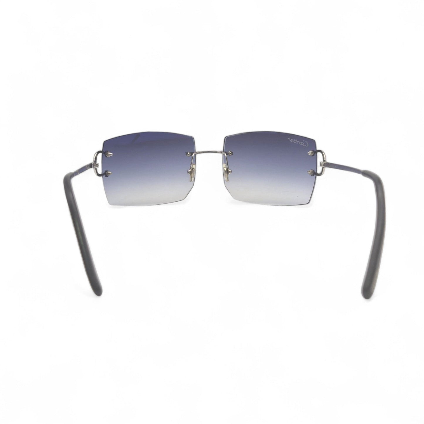 Authentic Cartier Big C - Platinum Wires Sunglasses w/ Smoke Gray Bugati Lenses (Repaired) (2010s)