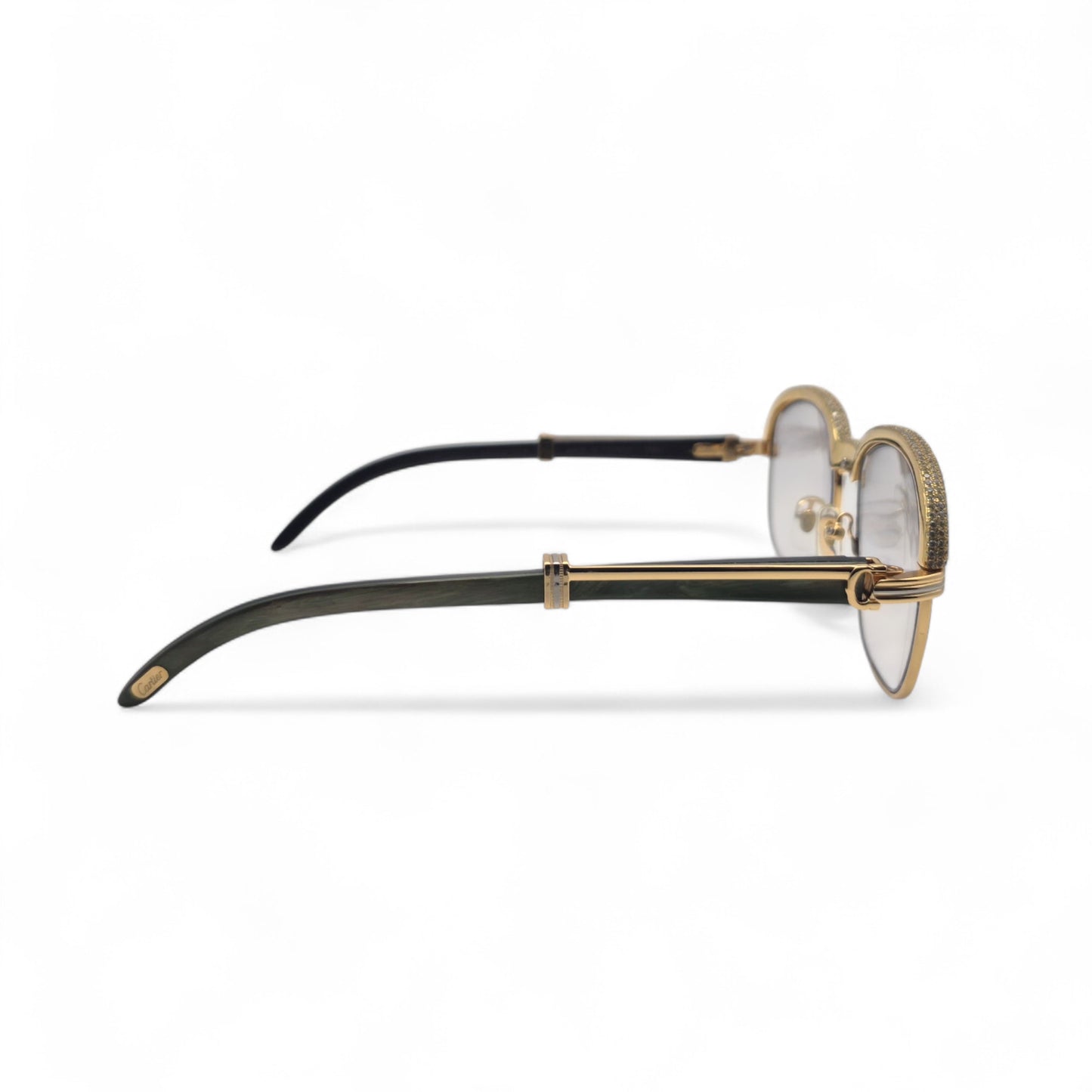Malmaison - 56-16 Gold Green Woods Sunglasses w/ Diamond Frame & Light Gray Lenses (90s)