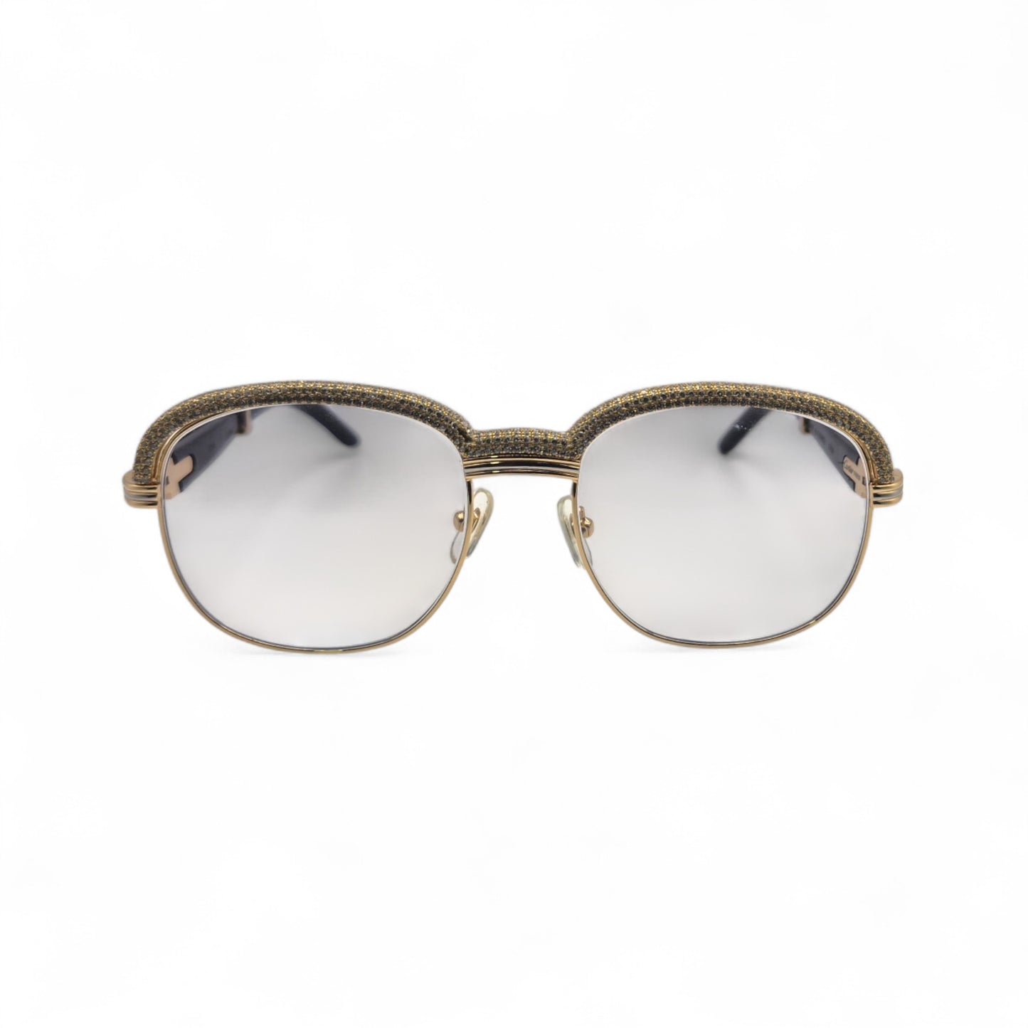 Malmaison - 56-16 Gold Green Woods Sunglasses w/ Diamond Frame & Light Gray Lenses (90s)