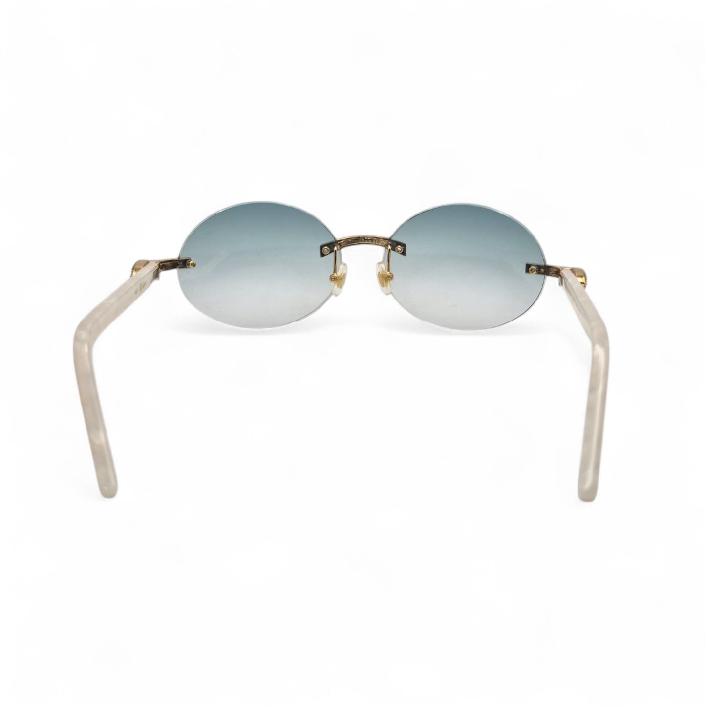 C Decor - Gold White Marbles w/ #1 Oval Seaweed Green Lenses & Diamonds Prong Set