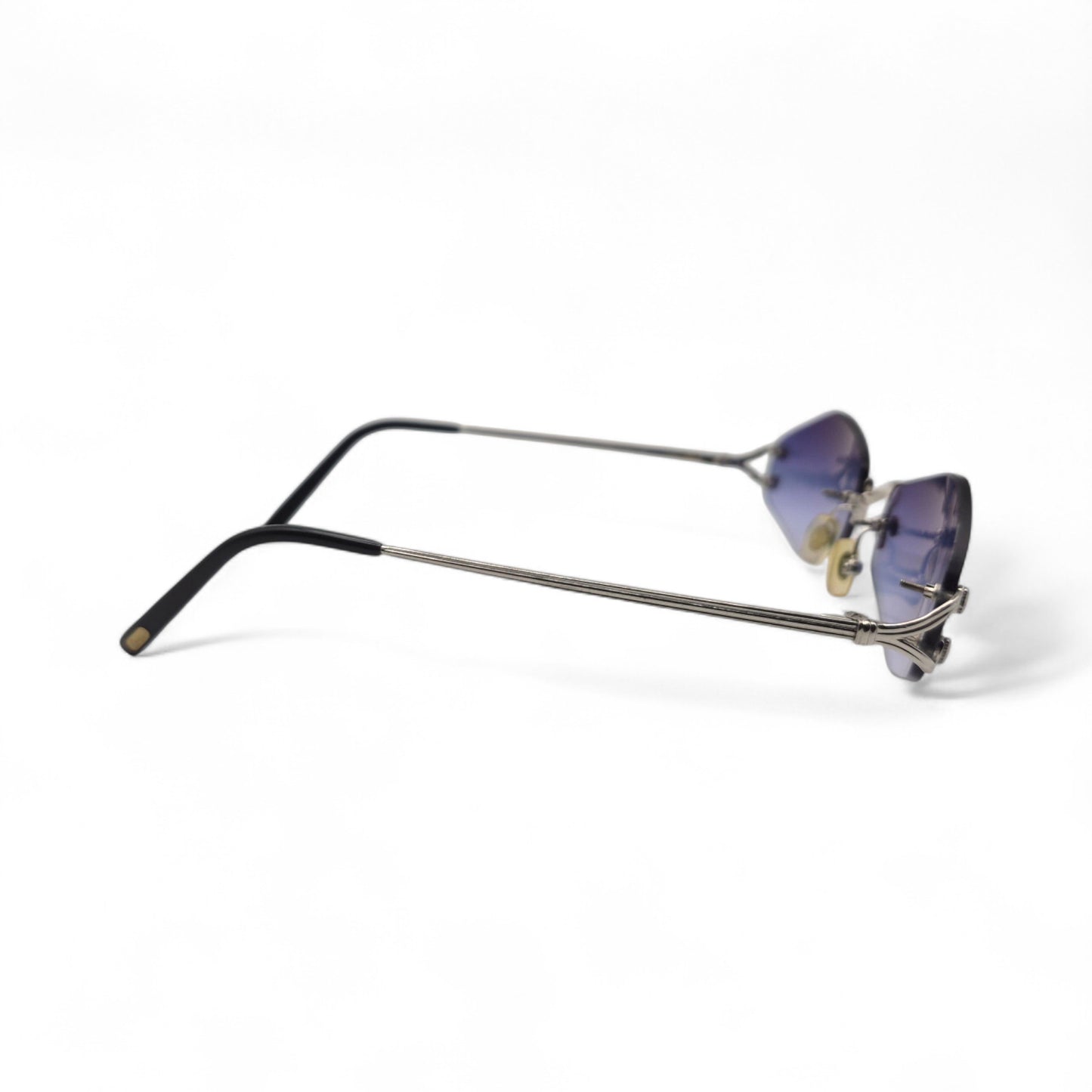 Cartier Soho - Small C Silver Wires Sunglasses w/ Custom Smoke Gray/Blue Lenses - Authentic (2000s)