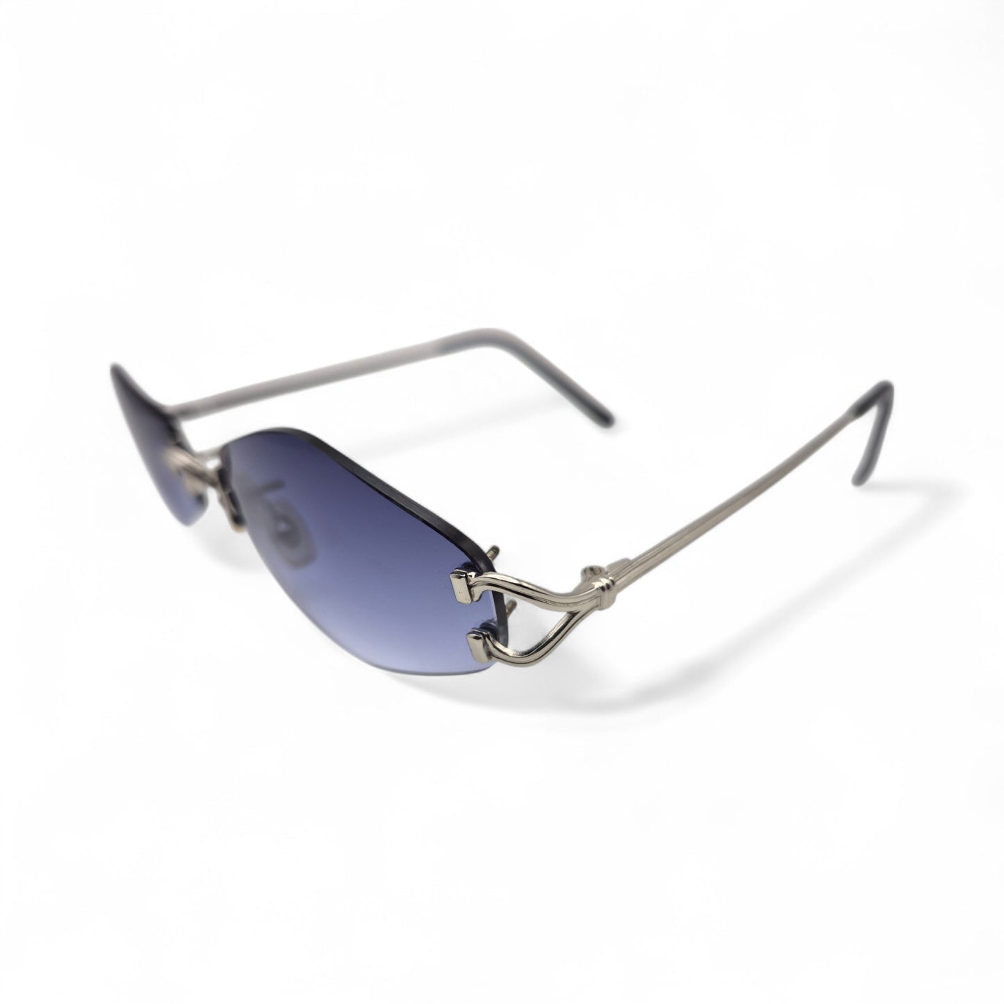 Cartier Soho - Small C Silver Wires Sunglasses w/ Custom Smoke Gray/Blue Lenses - Authentic (2000s)