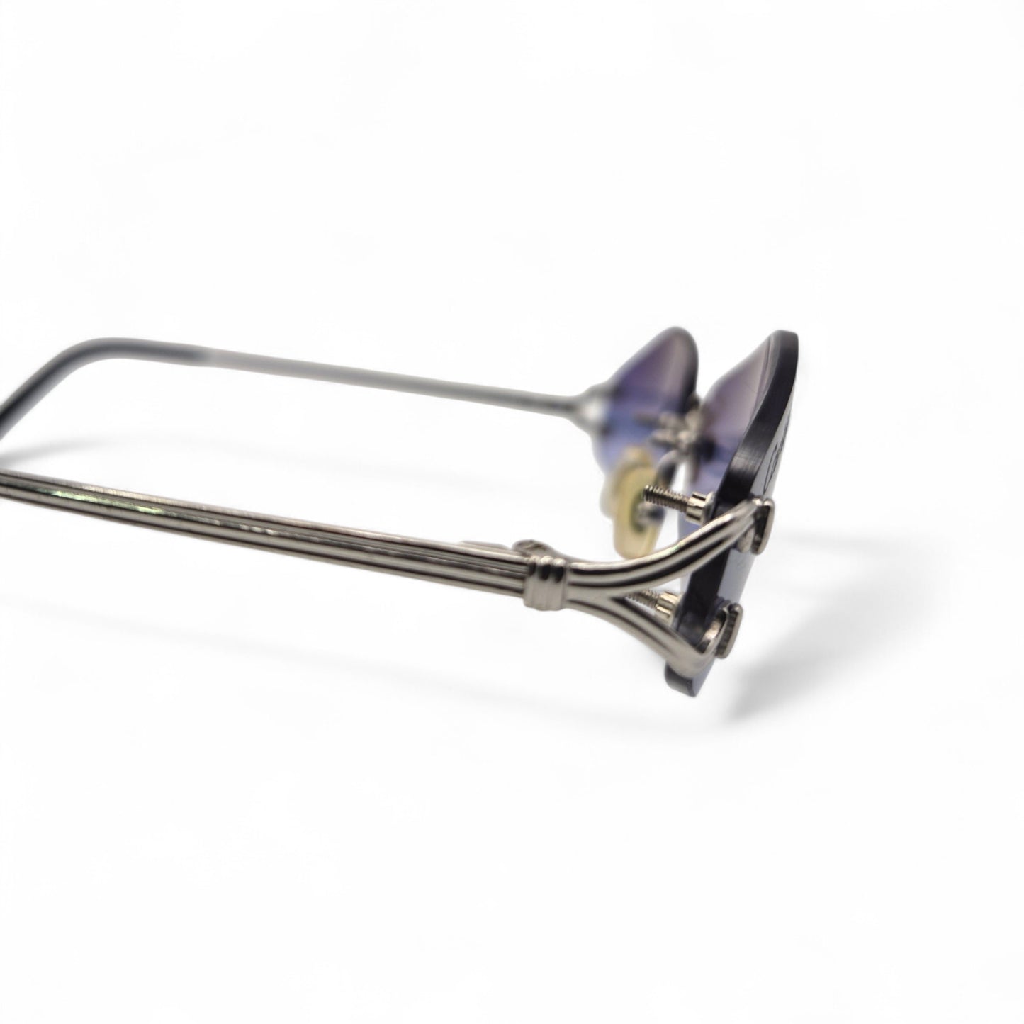 Cartier Soho - Small C Silver Wires Sunglasses w/ Custom Smoke Gray/Blue Lenses - Authentic (2000s)