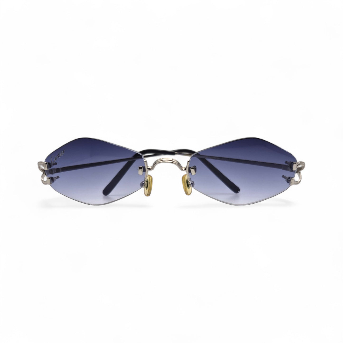 Cartier Soho - Small C Silver Wires Sunglasses w/ Custom Smoke Gray/Blue Lenses - Authentic (2000s)