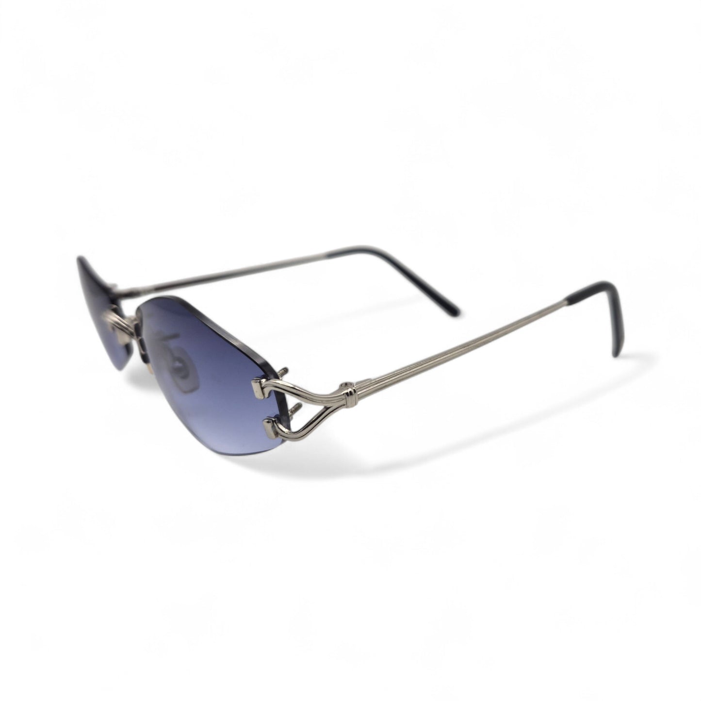 Cartier Soho - Small C Silver Wires Sunglasses w/ Custom Smoke Gray/Blue Lenses - Authentic (2000s)