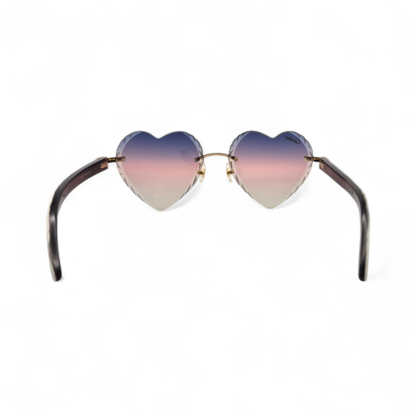 C Decor - Gold White Buffs Sunglasses w/ Purple & Pink Heart Lenses (Diamond Cut)