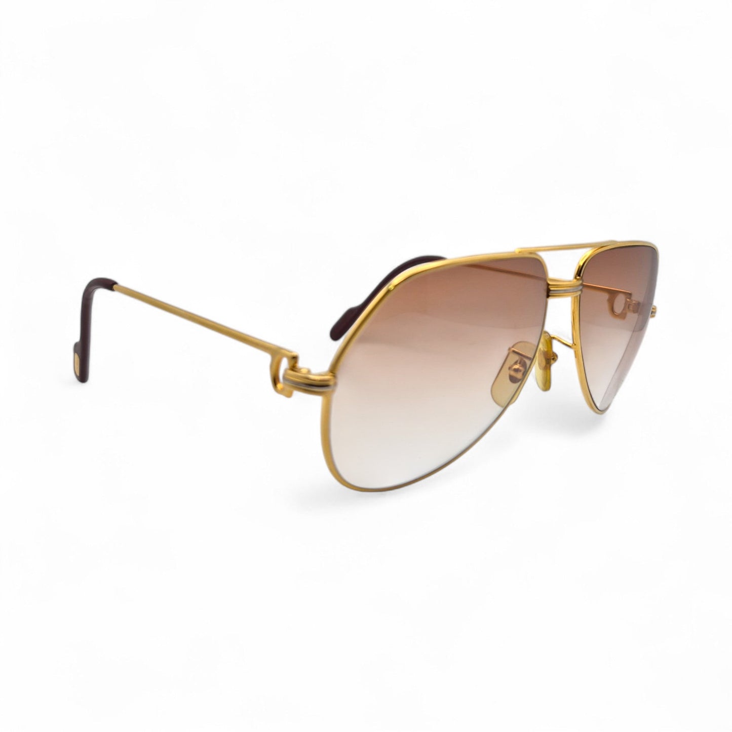 Authentic Cartier Santos (Aviators) - Gold Wires Sunglasses w/ Hennessy Brown Gradient Lenses (80s)