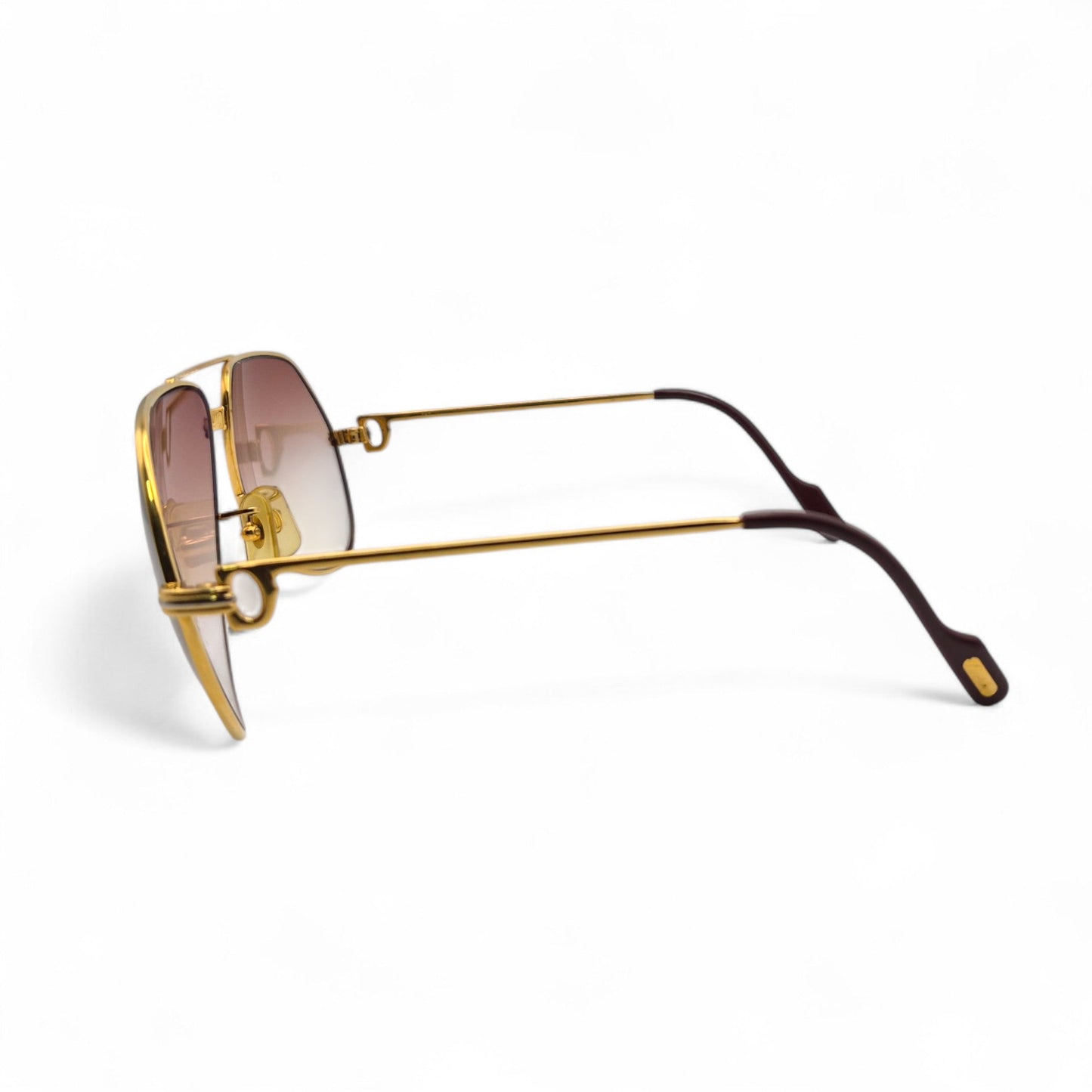 Authentic Cartier Santos (Aviators) - Gold Wires Sunglasses w/ Hennessy Brown Gradient Lenses (80s)